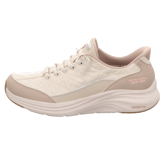 Skechers Damen Slipper Slip Ins Contour Foam Cozy in beige