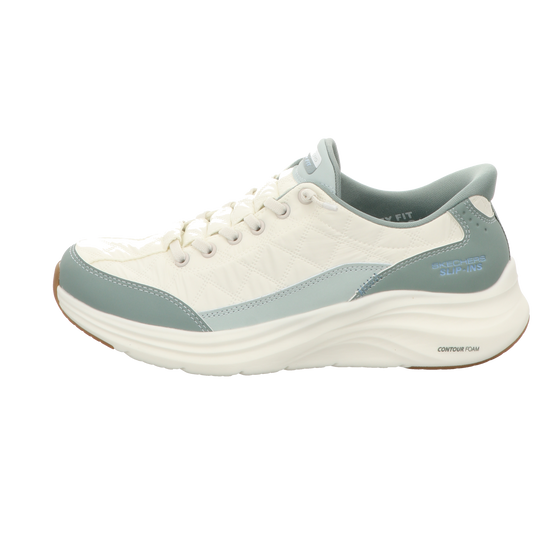 Skechers Damen Slipper Slip Ins Contour Foam Cozy in gruen