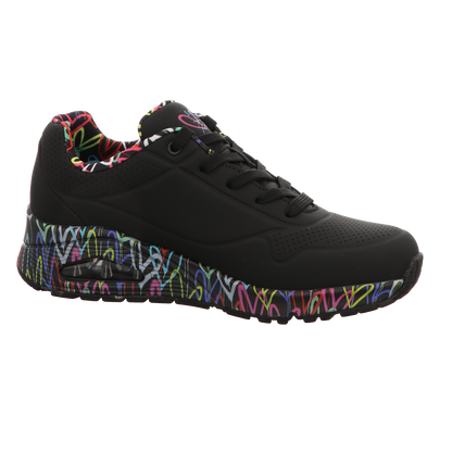 Skechers Damen Schnürschuh Uno-Goldcrown in schwarz