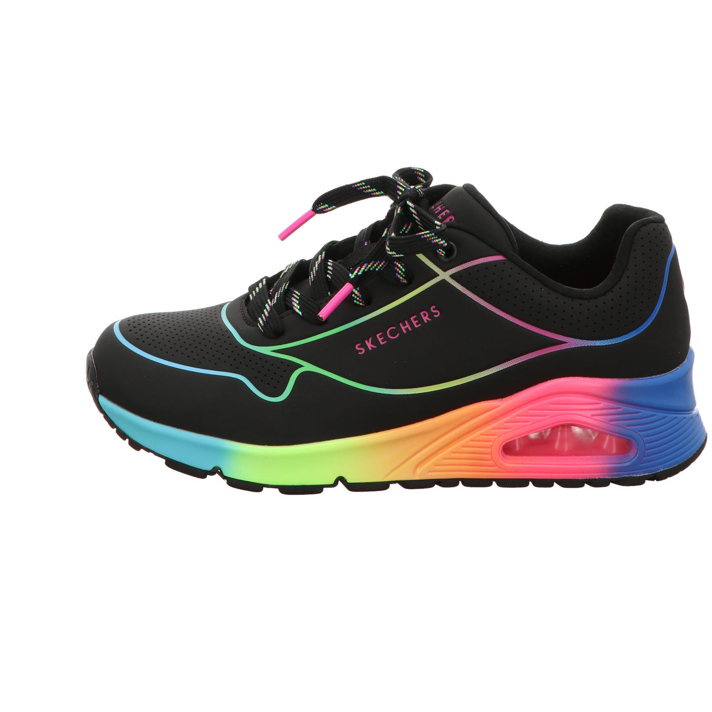 Skechers Damen Schnürschuh Uno - Pop Of Sunshine in schwarz