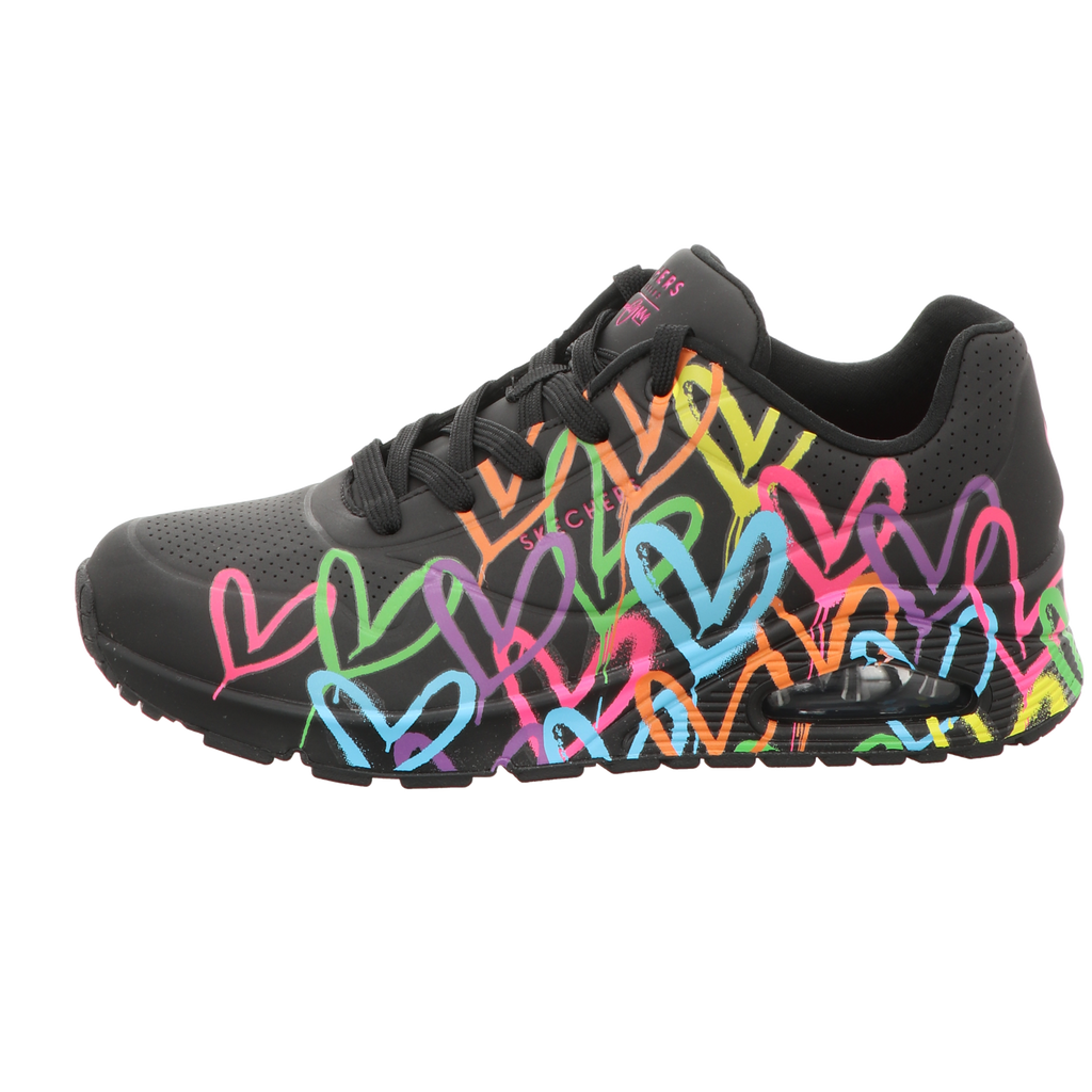 Skechers Damen Schnürschuh Uno Highlight Love Goldcrown in schwarz