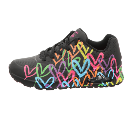 Skechers Damen Schnürschuh Uno Highlight Love Goldcrown in schwarz