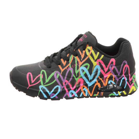 Skechers Damen Schnürschuh Uno Highlight Love Goldcrown in schwarz