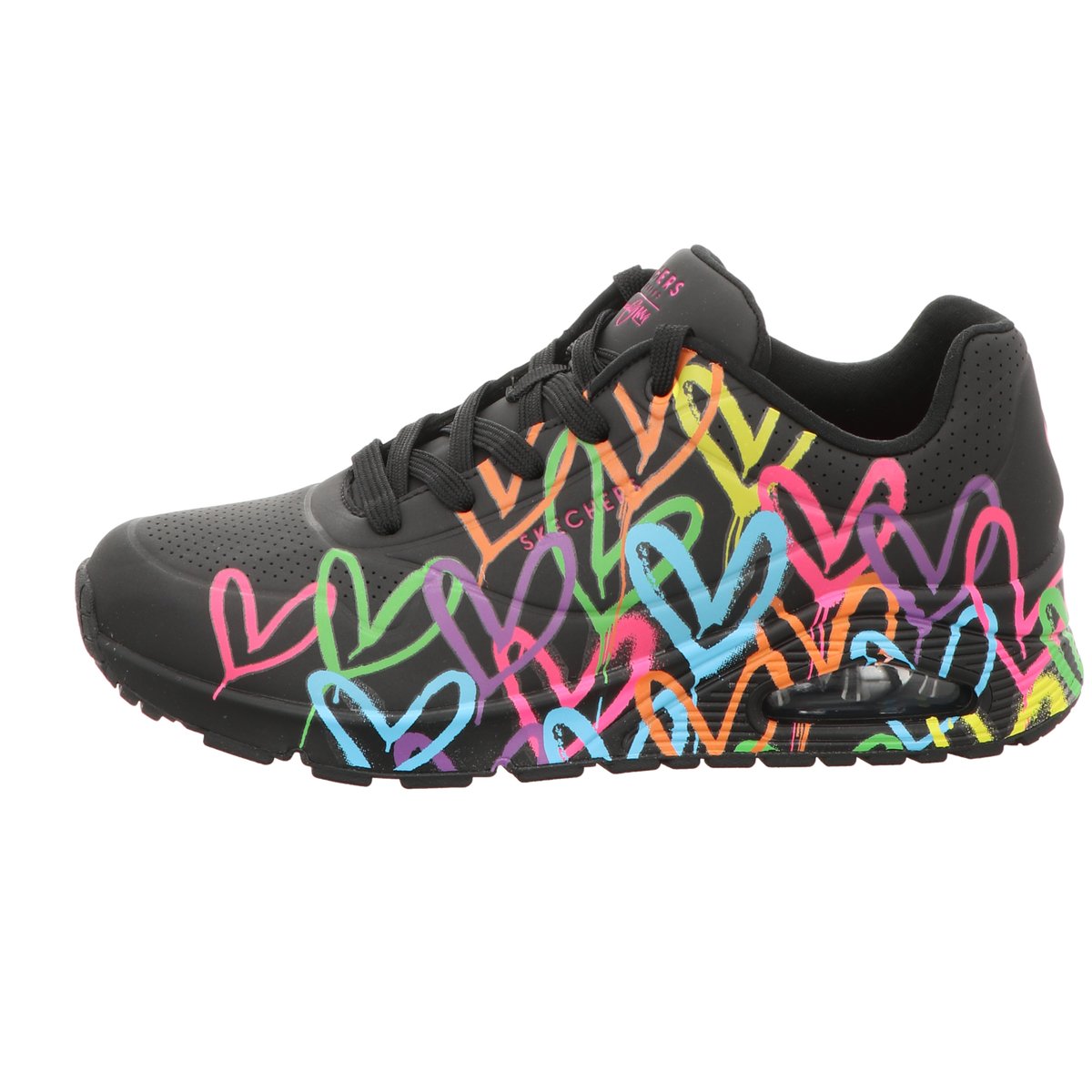 Skechers Damen Schnürschuh Uno Highlight Love Goldcrown in schwarz