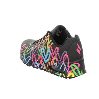 Skechers Damen Schnürschuh Uno Highlight Love Goldcrown in schwarz