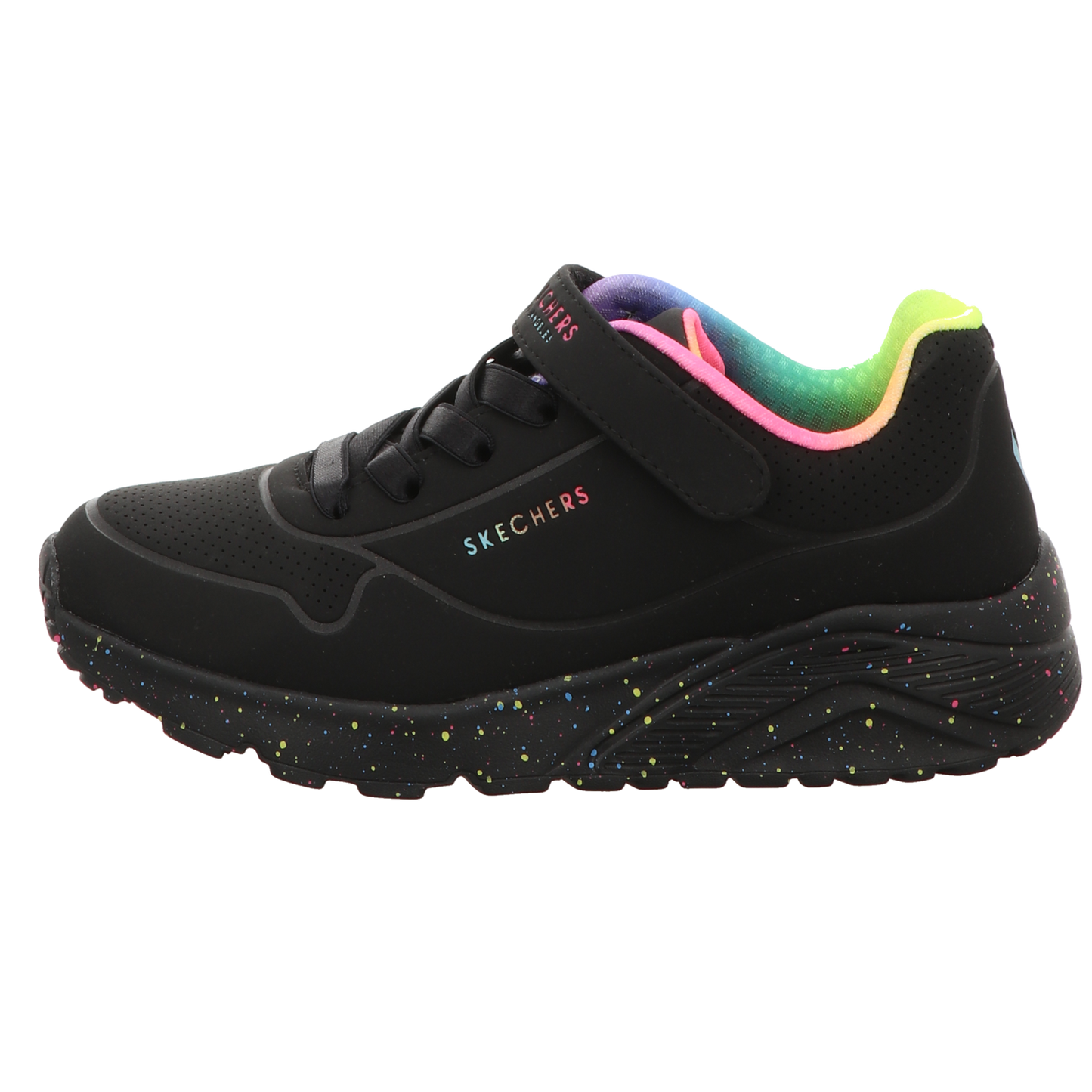 Skechers Damen Slipper Uno Lite - Rainbow Specks in schwarz