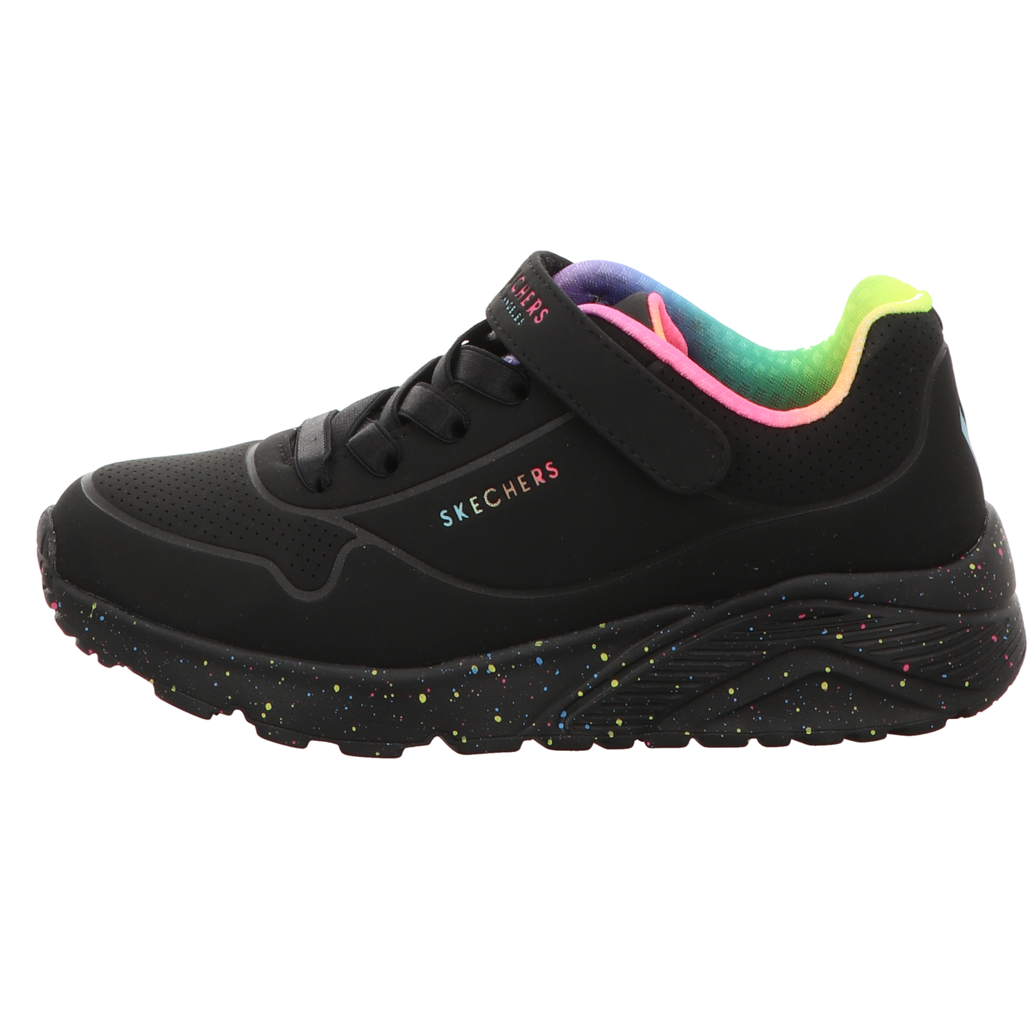 Skechers Damen Slipper Uno Lite - Rainbow Specks in schwarz
