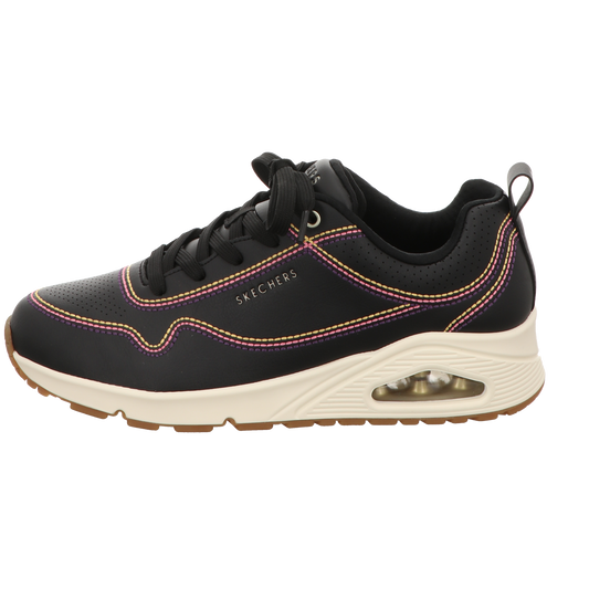 Skechers Damen Schnürschuh Uno Luxurious Stitches in schwarz