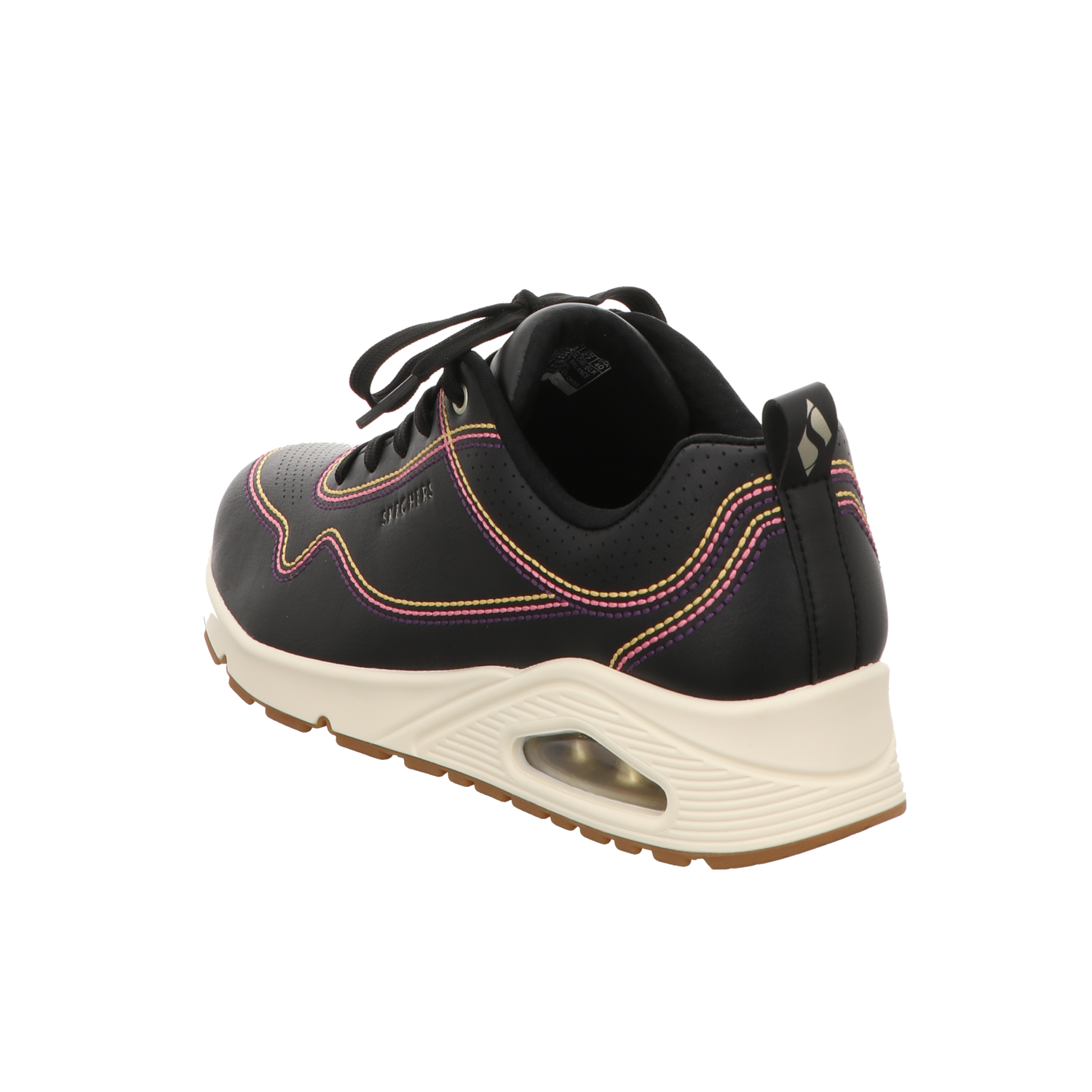 Skechers Damen Schnürschuh Uno Luxurious Stitches in schwarz