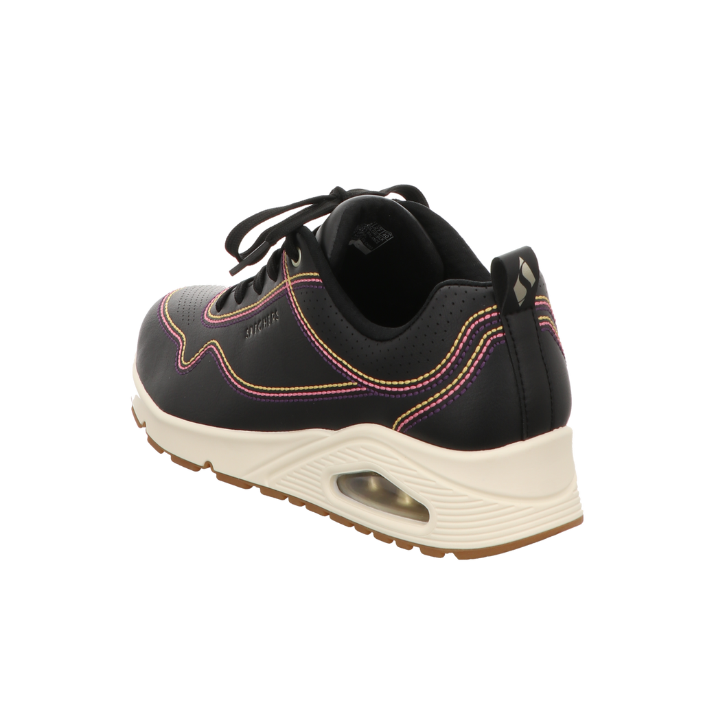 Skechers Damen Schnürschuh Uno Luxurious Stitches in schwarz