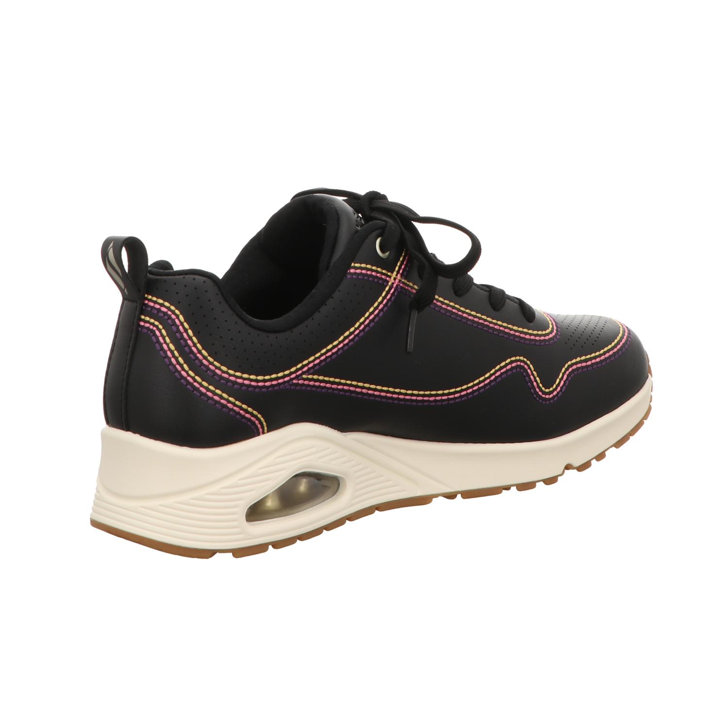 Skechers Damen Schnürschuh Uno Luxurious Stitches in schwarz
