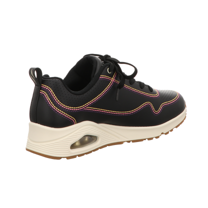 Skechers Damen Schnürschuh Uno Luxurious Stitches in schwarz