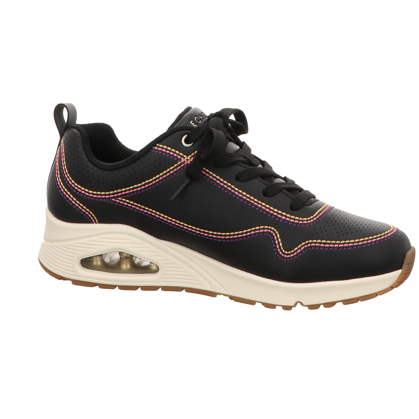 Skechers Damen Schnürschuh Uno Luxurious Stitches in schwarz