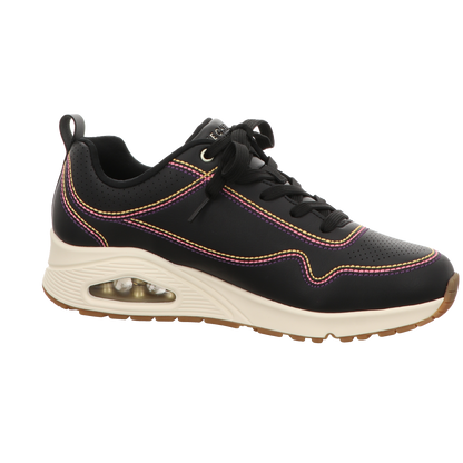 Skechers Damen Schnürschuh Uno Luxurious Stitches in schwarz