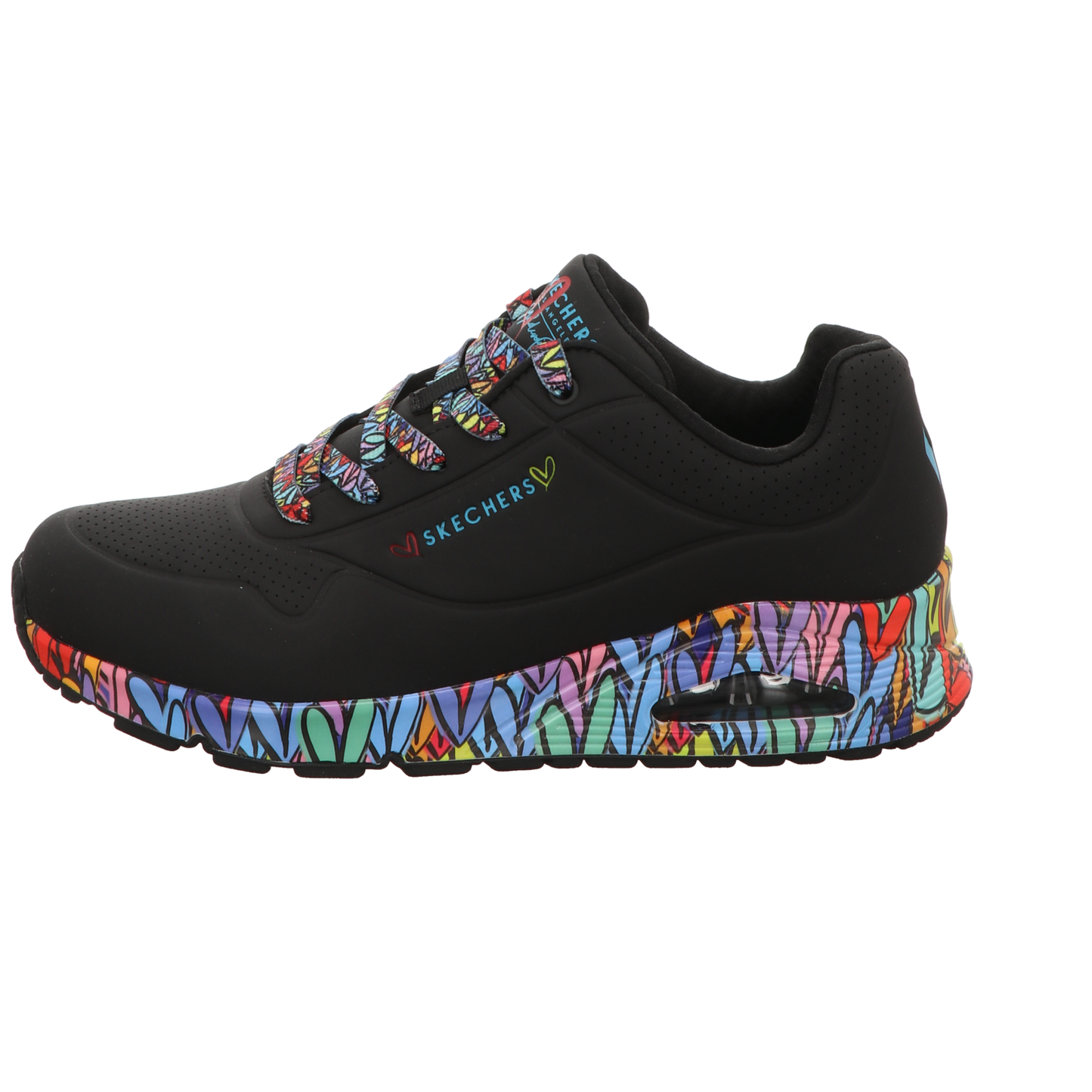 Skechers Damen Schnürschuh Uno-Ravaged Love in schwarz