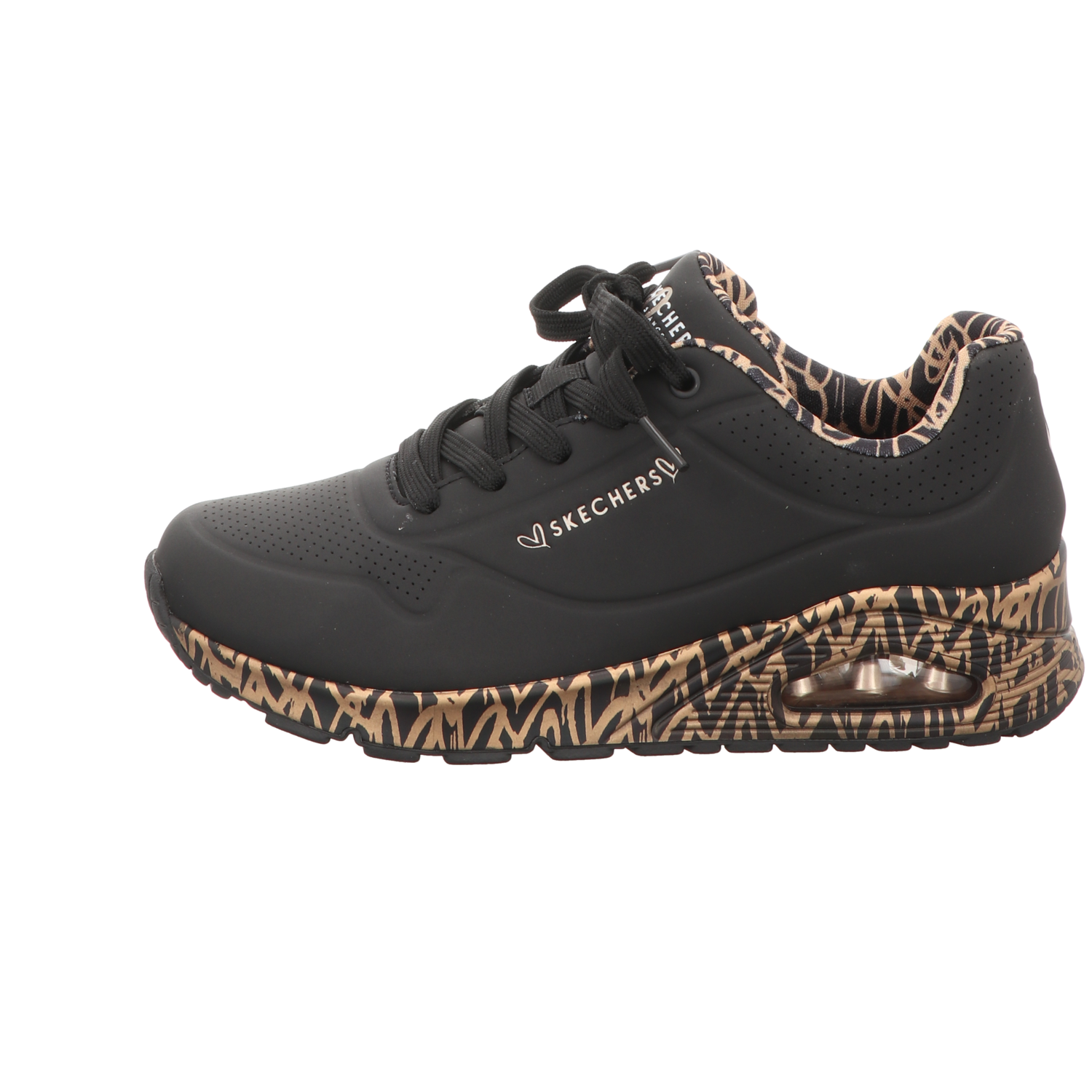 Skechers Damen Schnürschuh Uno-Goldcrown in schwarz