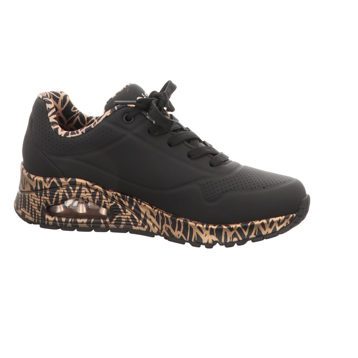 Skechers Damen Schnürschuh Uno-Goldcrown in schwarz