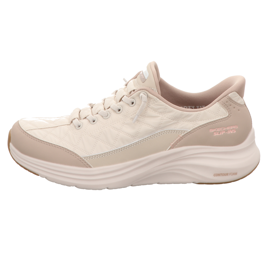 Skechers Damen Slipper Slip Ins Contour Foam Cozy in beige