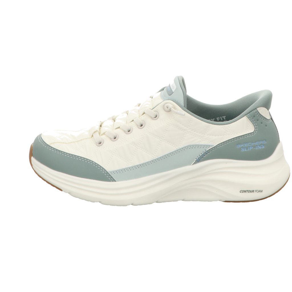 Skechers Damen Slipper Slip Ins Contour Foam Cozy in gruen