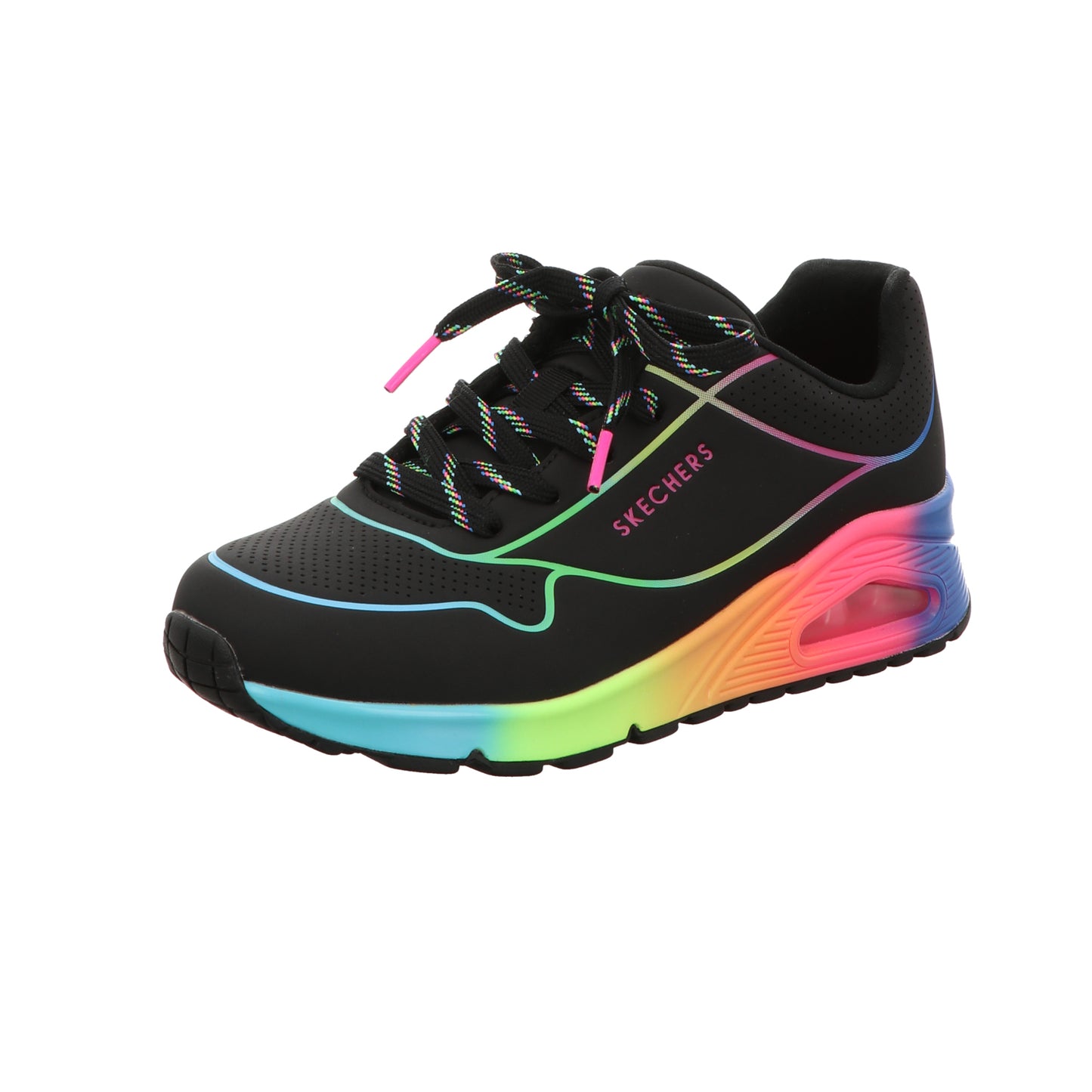 Skechers Damen Schnürschuh Uno - Pop Of Sunshine in schwarz