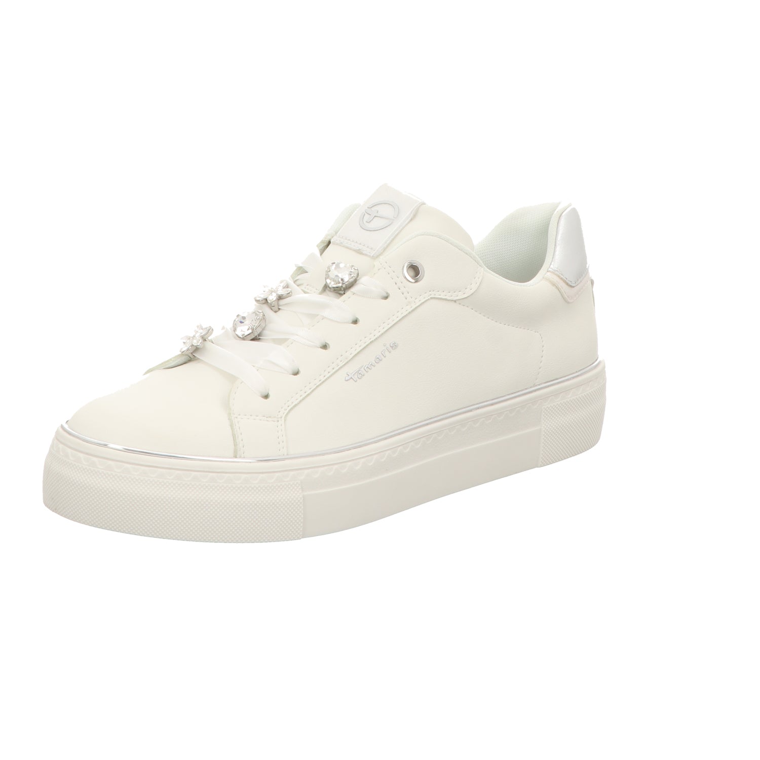 Tamaris Damen Schnürschuh M2375144 in white/silver