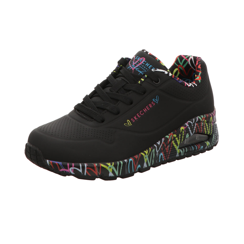 Skechers Damen Schnürschuh Uno-Goldcrown in schwarz
