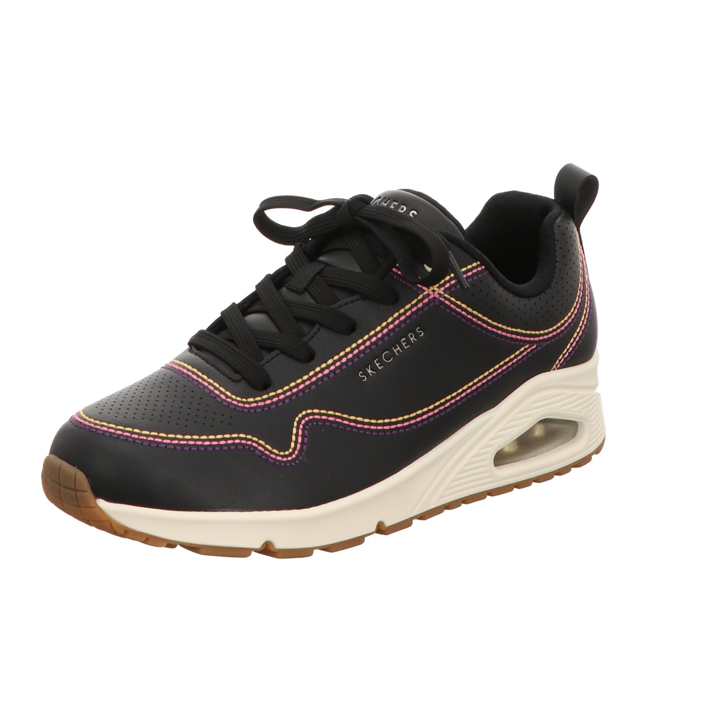 Skechers Damen Schnürschuh Uno Luxurious Stitches in schwarz