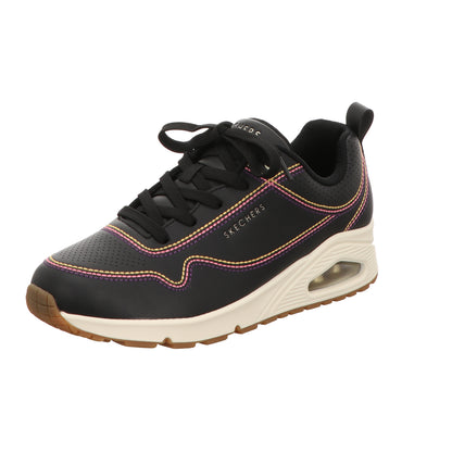 Skechers Damen Schnürschuh Uno Luxurious Stitches in schwarz