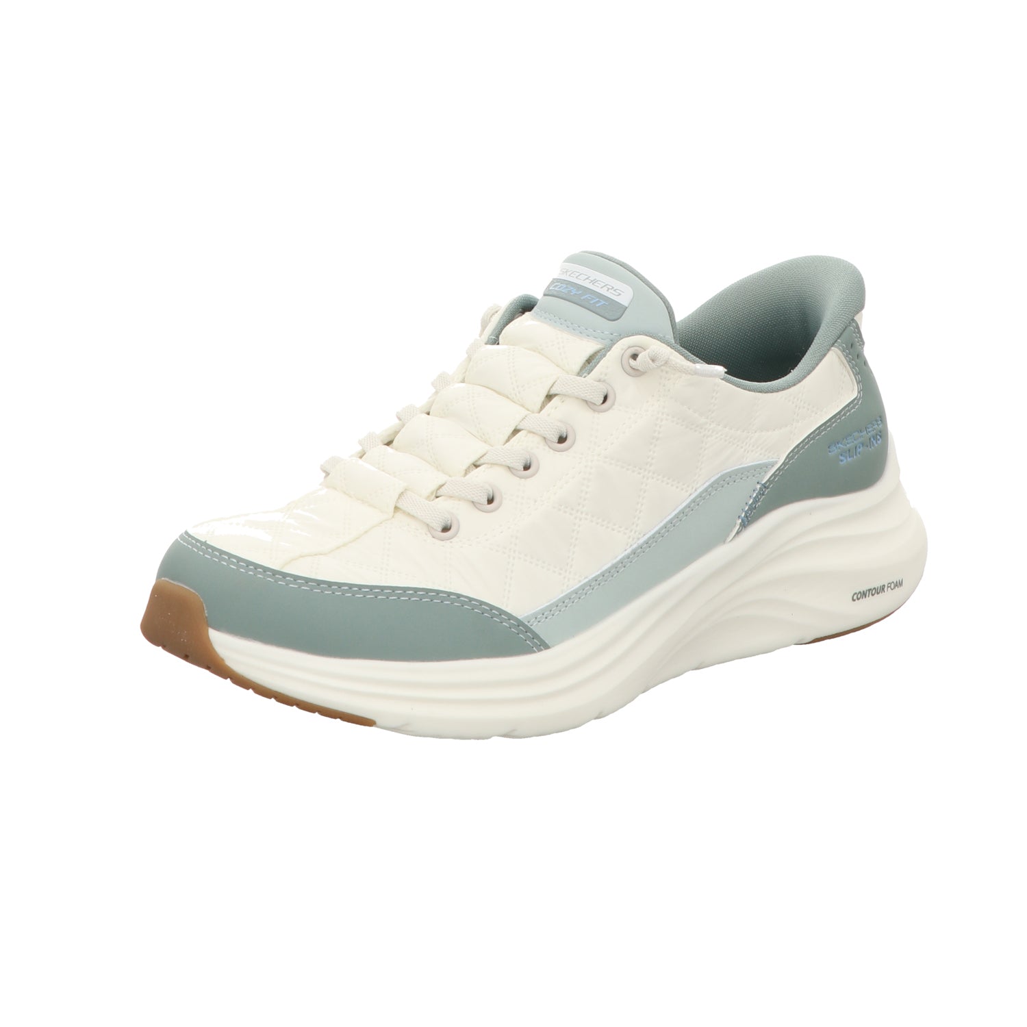 Skechers Damen Slipper Slip Ins Contour Foam Cozy in gruen