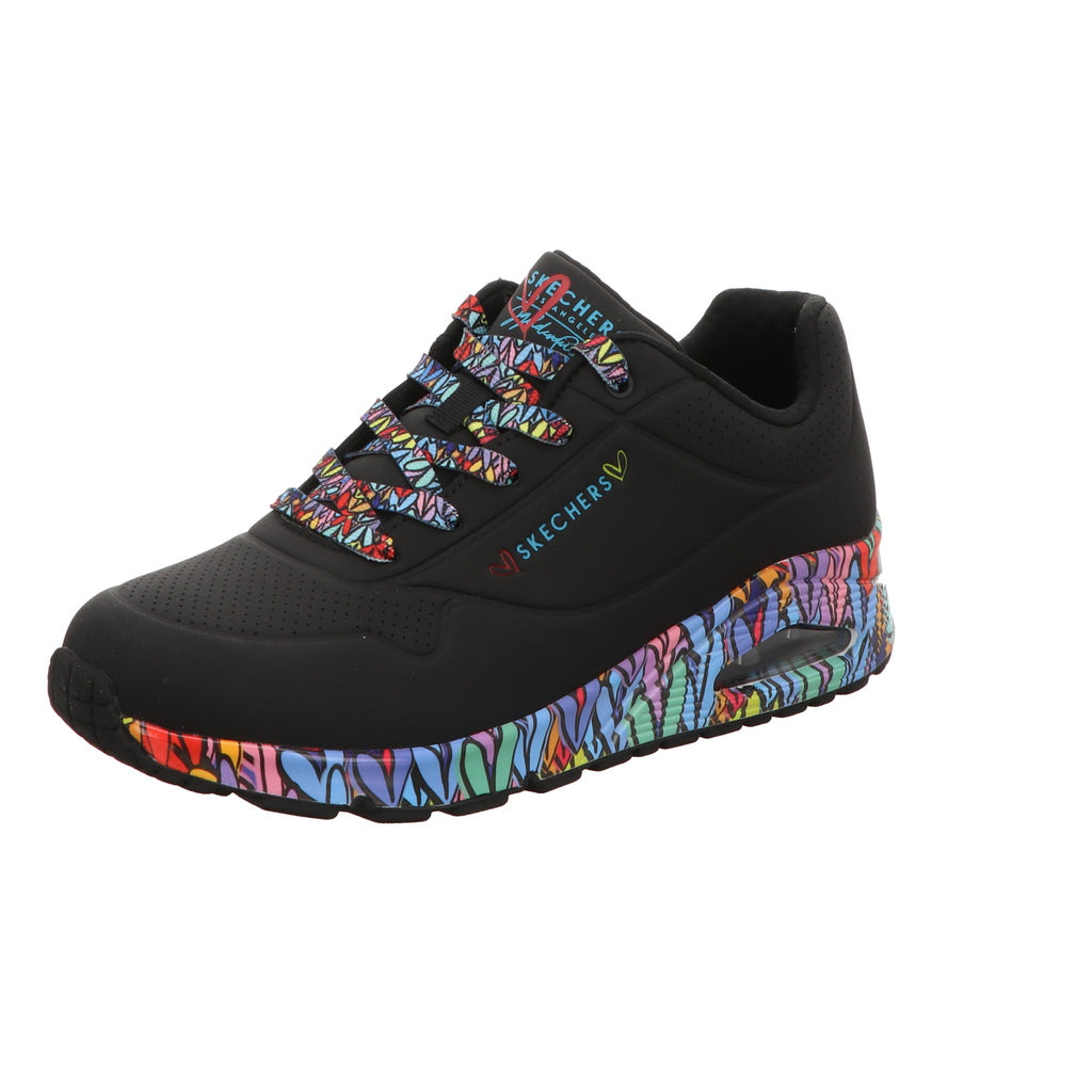 Skechers Damen Schnürschuh Uno-Ravaged Love in schwarz