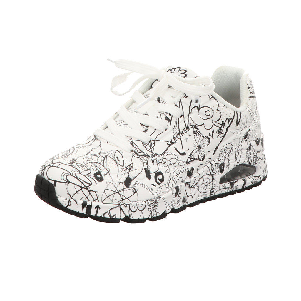 Skechers Damen Schnürschuh Uno-Process Sketch in weiss