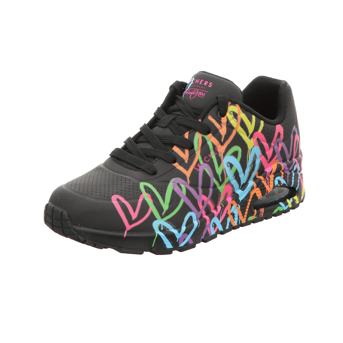 Skechers Damen Schnürschuh Uno Highlight Love Goldcrown in schwarz